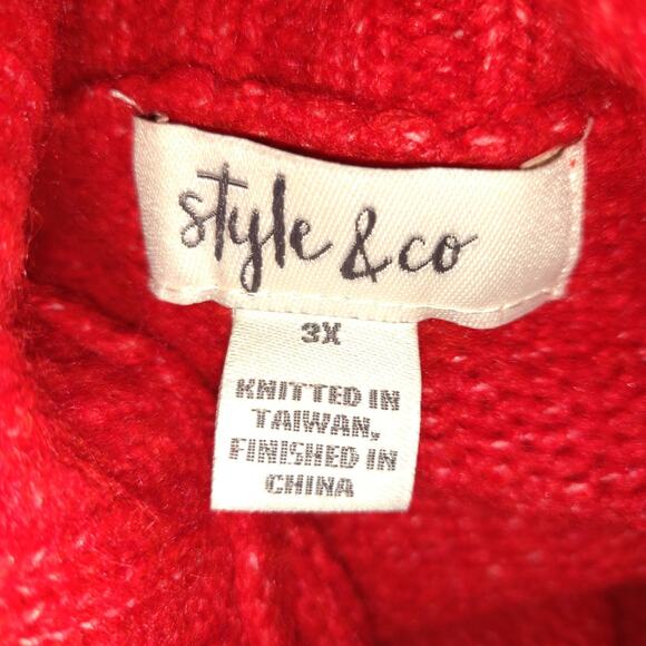 Style & Co Cherry Red Turtleneck Plus Sz 3X Soft Roomy Cozy Winter Outdoor - Picture 9 of 16